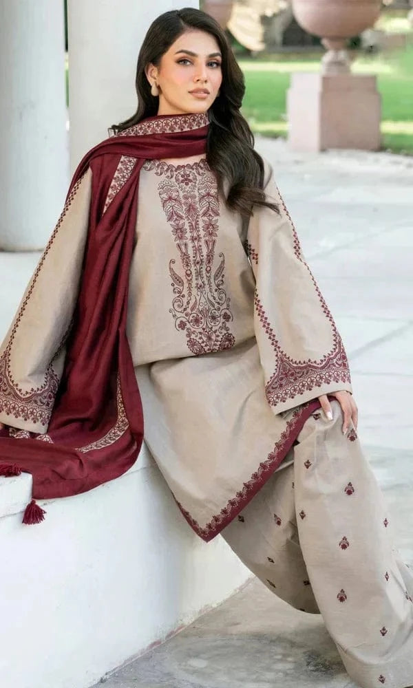 Sapphire Embroidered Dhanak 3pc