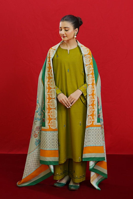 URGE - 3PC DHANAK EMBROIDERED DRESS