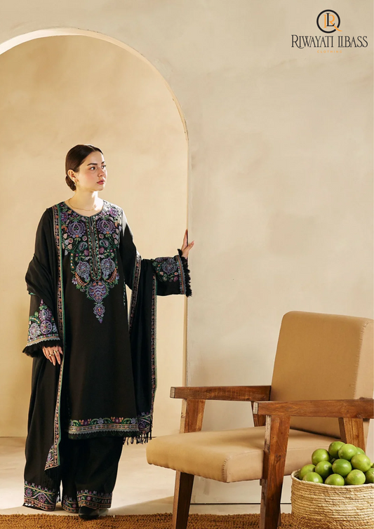 Winter Unstitched 3PCs Embroidered DHANAK