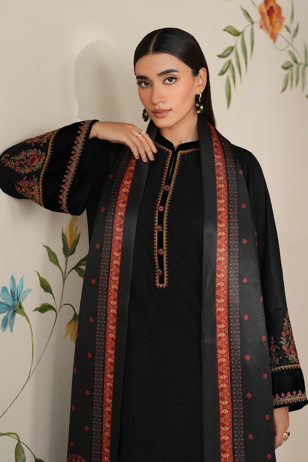 3PC EMBROIDERED DHANAK DRESS