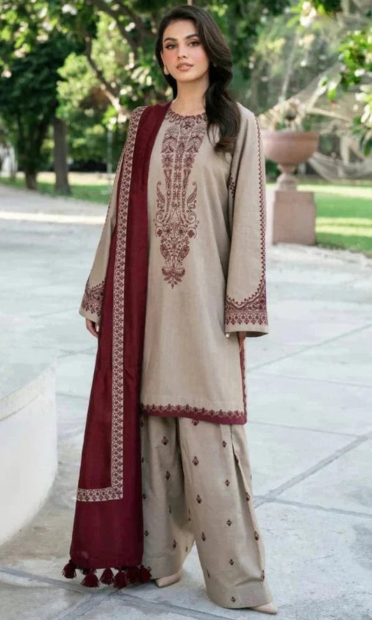 Sapphire  Embroidered Dhanak 3pc