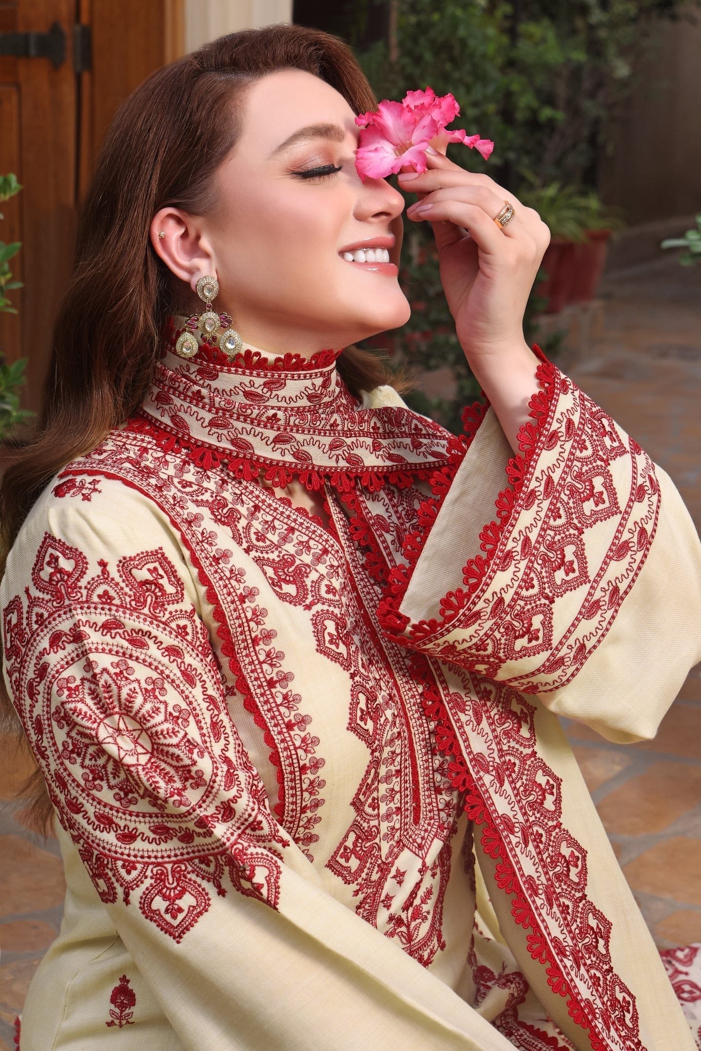 ANEELAS-3PC DHANAK EMBROIDERED SUIT