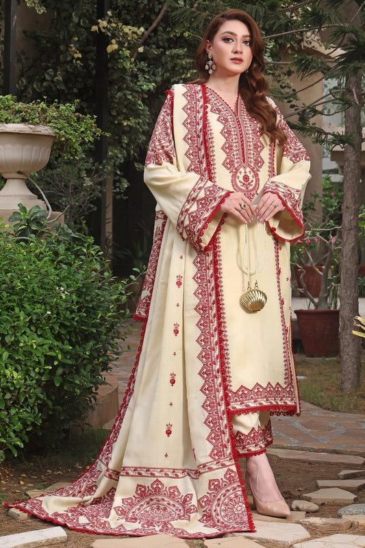 ANEELAS-3PC DHANAK EMBROIDERED SUIT