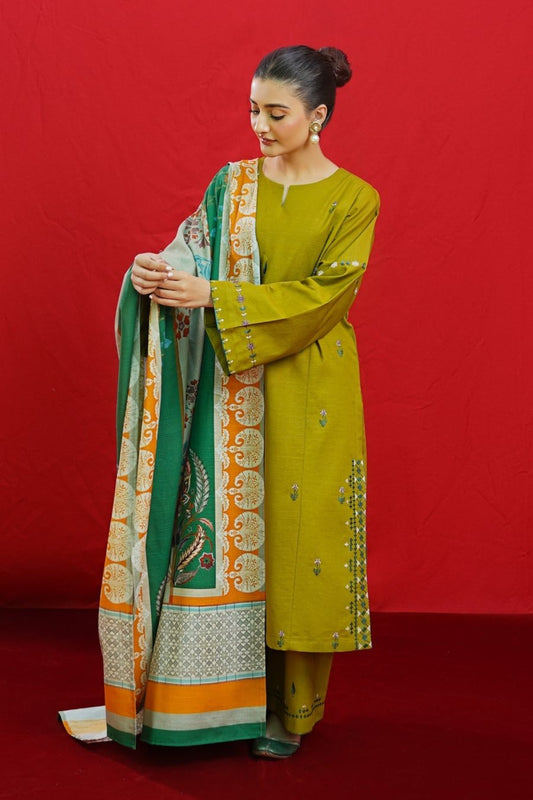 URGE - 3PC DHANAK EMBROIDERED DRESS