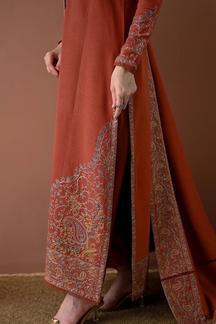 WINTER-3PC DHANAK EMBROIDERED SHIRT WITH DHANAK EMBROIDERED SHAWL AND TROUSER