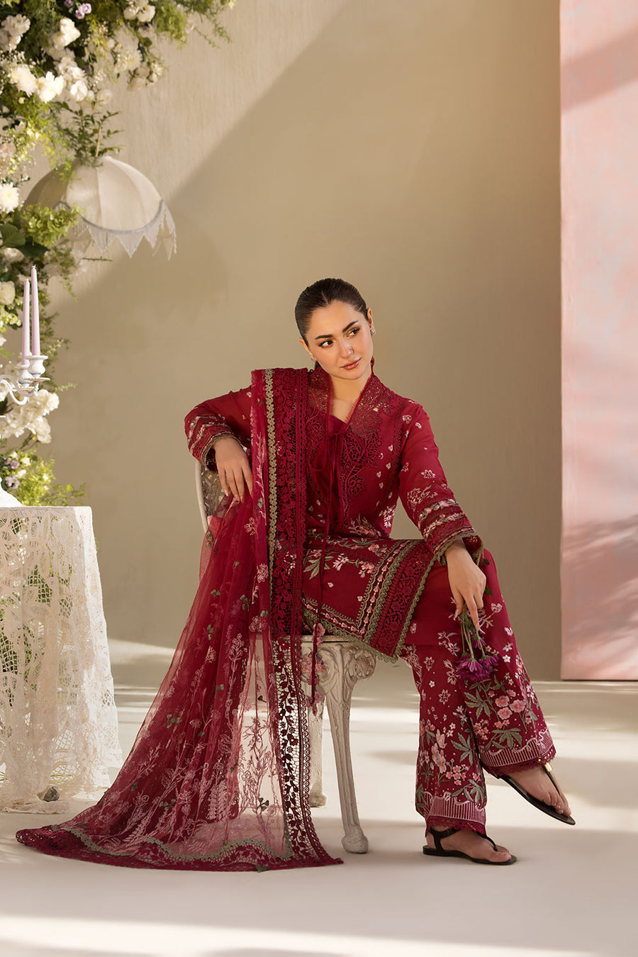 Embroidered Dhanak  3 Piece Unstitched Suit