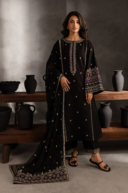 Mosaic 3Pc - Embroidered Dhanak Dress