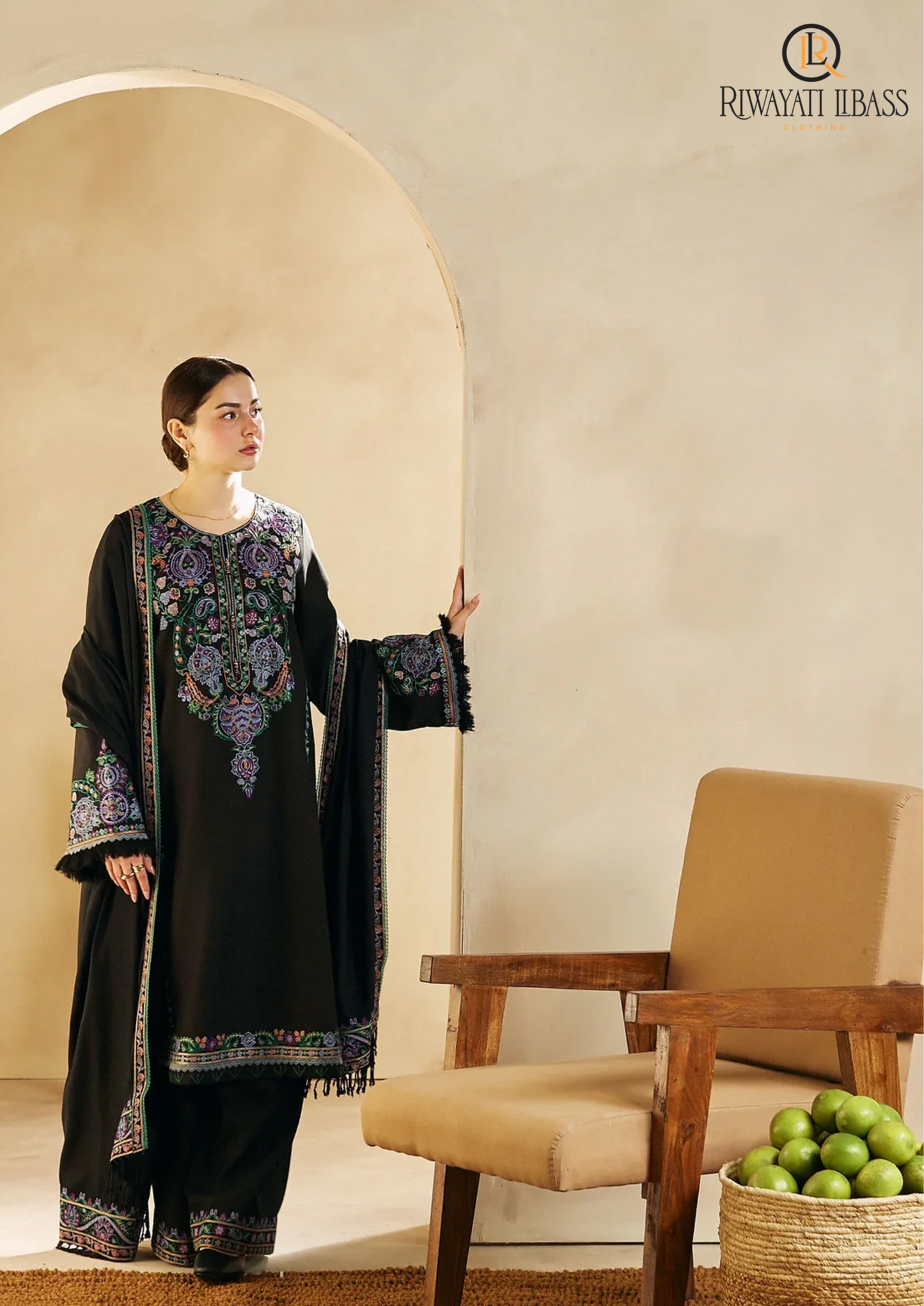 Winter Unstitched 3PCs Embroidered DHANAK