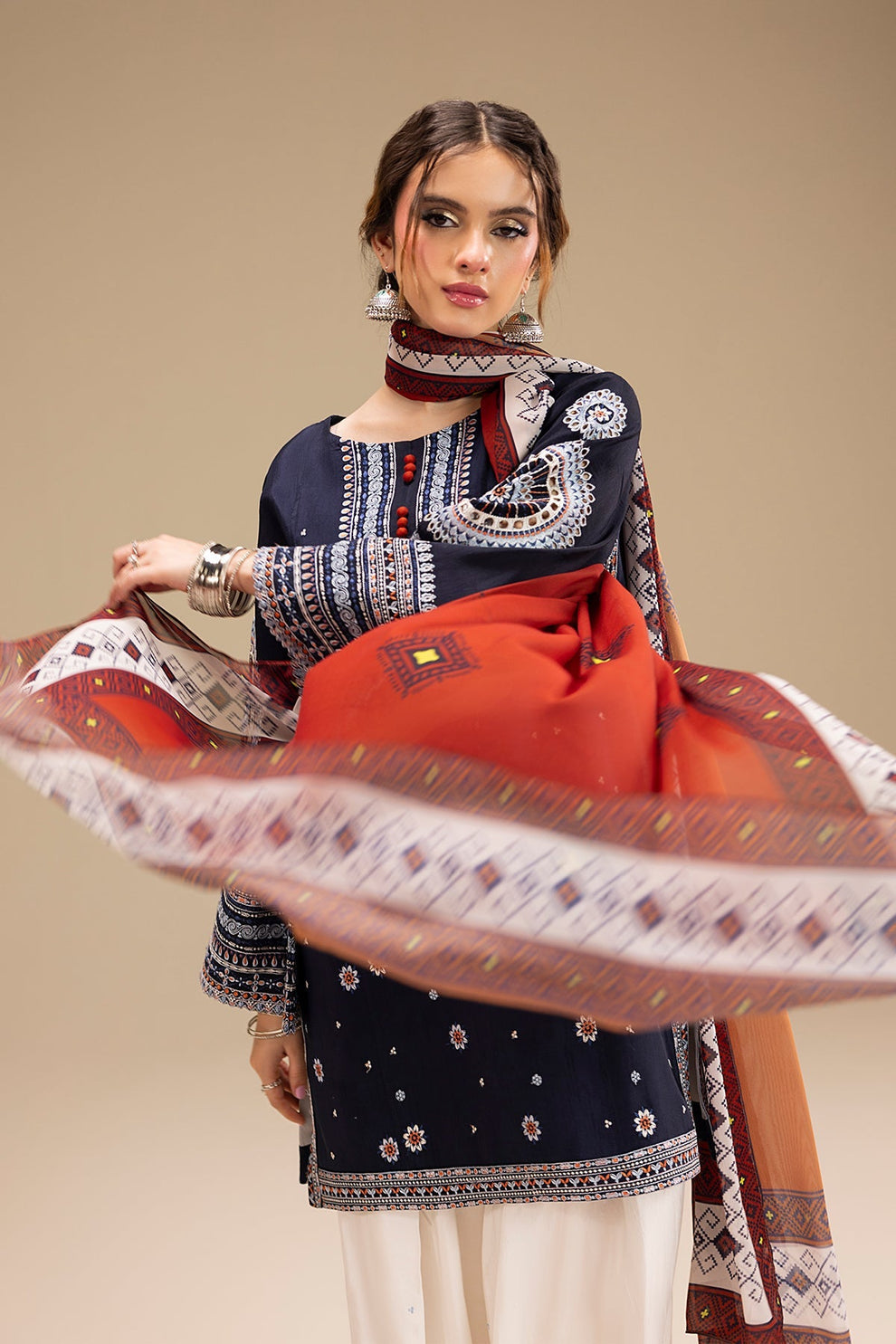 3PC EMBROIDERED DHANAK DRESS