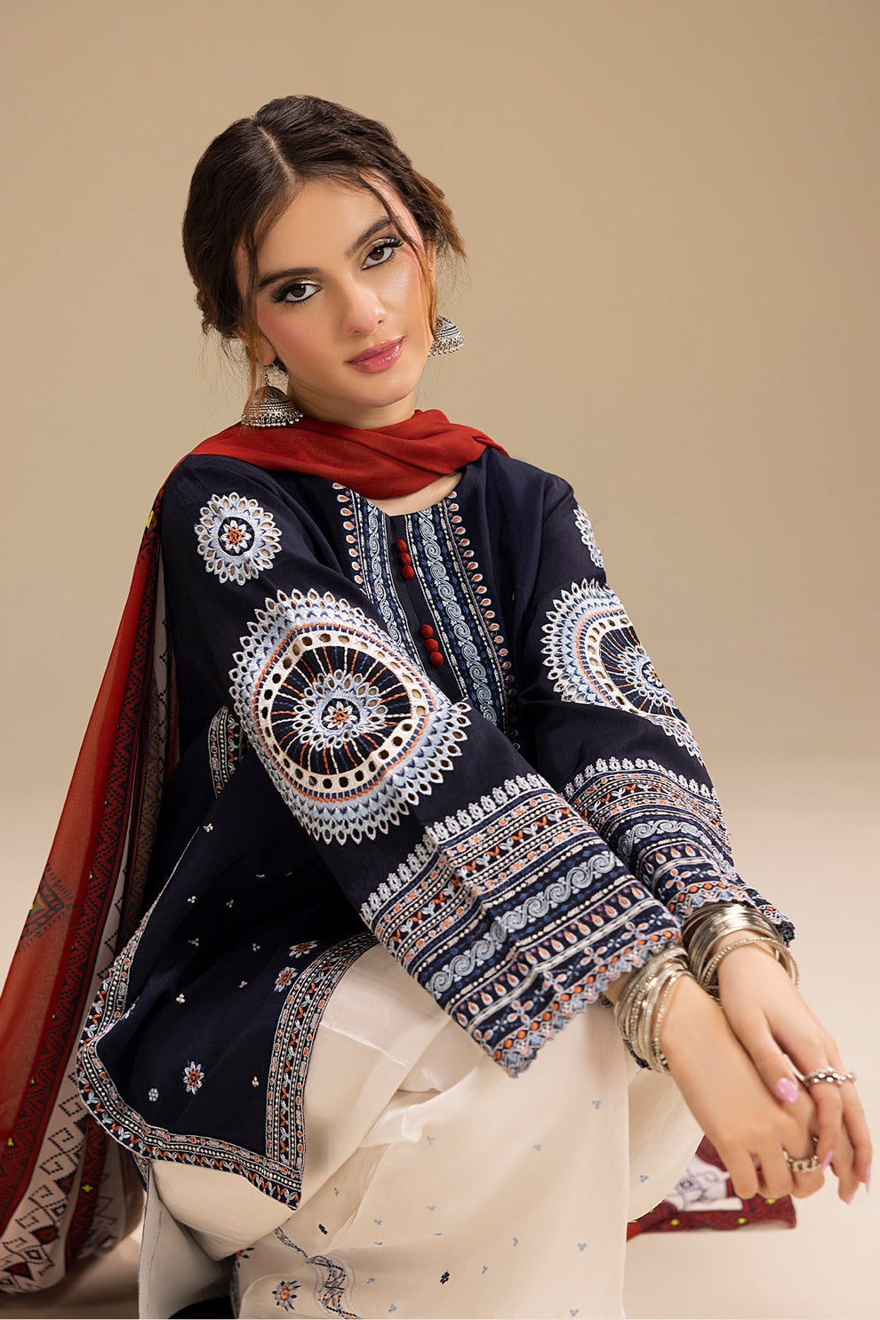 3PC EMBROIDERED DHANAK DRESS