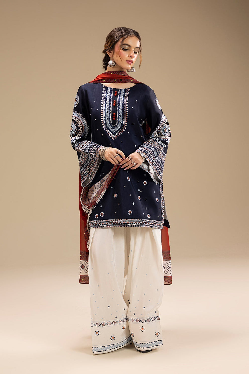 3PC EMBROIDERED DHANAK DRESS