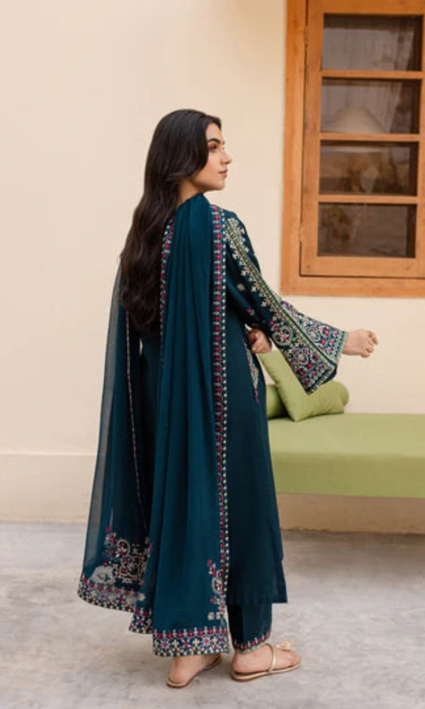 Batik  - 3PC Heavy Embroidered Dhanak Suit  Unstitched