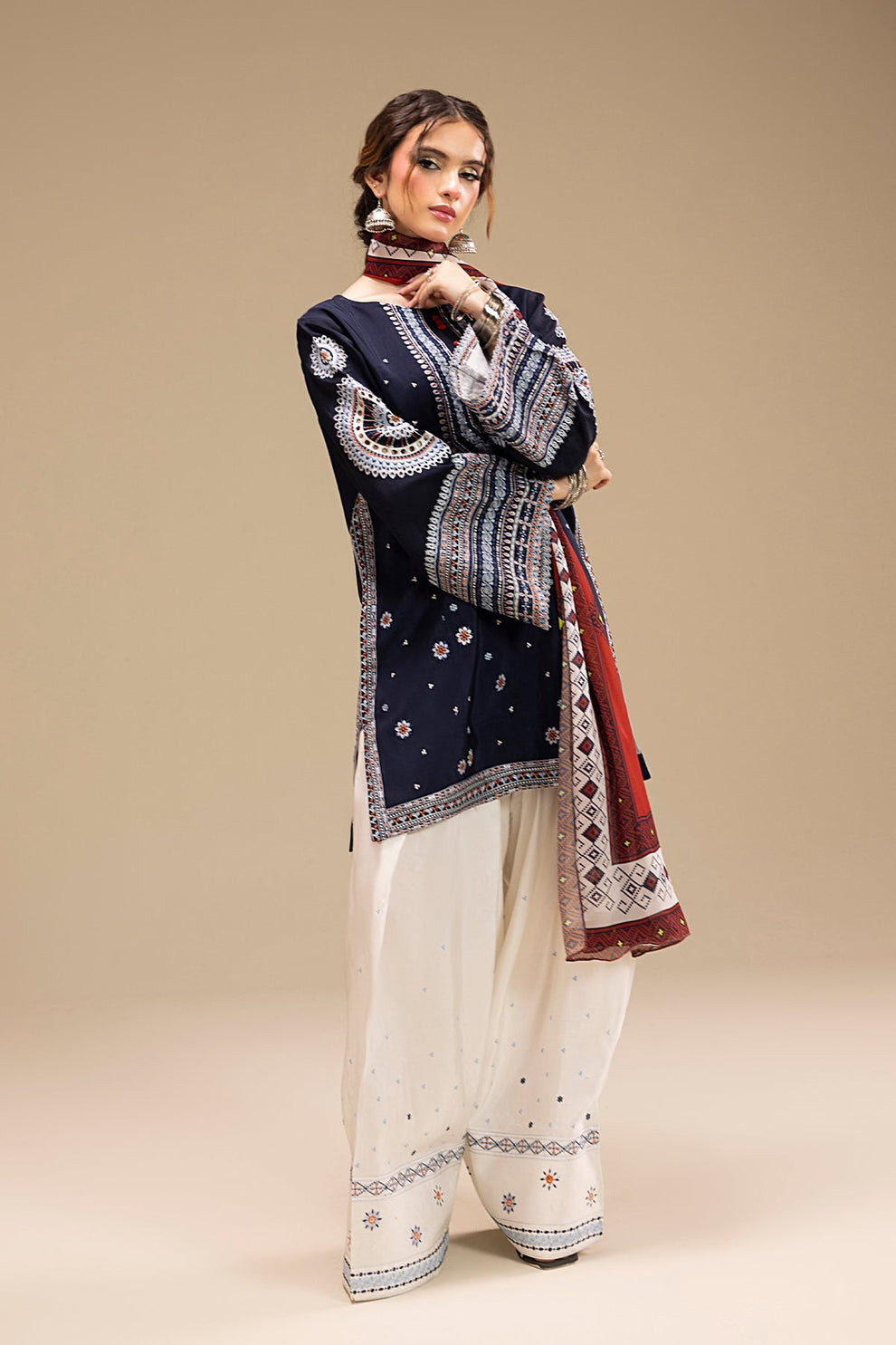 3PC EMBROIDERED DHANAK DRESS